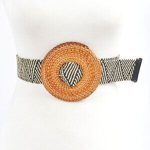 BNWT Brand New Bamboo Buckle Color Faux Straw Elastic Fashion Belt